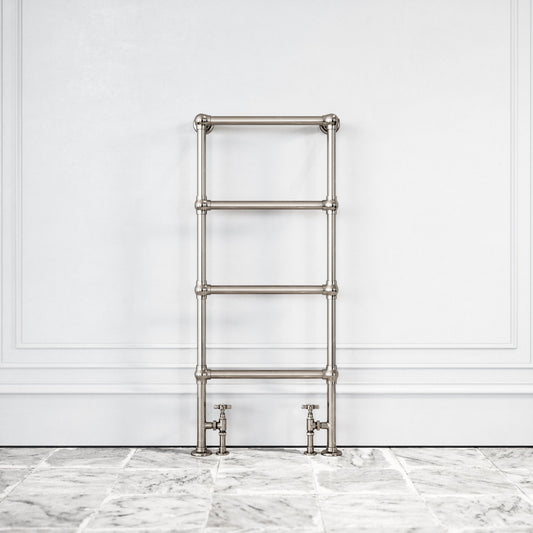 Brook Floor Mounted 4-bar Traditional Heated Towel Warmer Radiator Polished Nickel