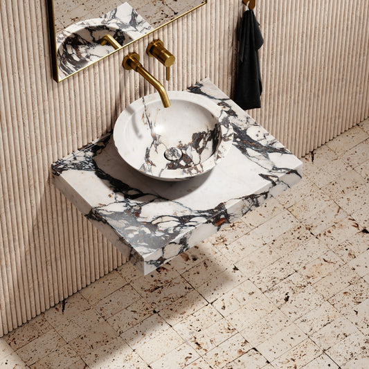 Calacatta Viola Marble Countertop Basin Shelf 660mm