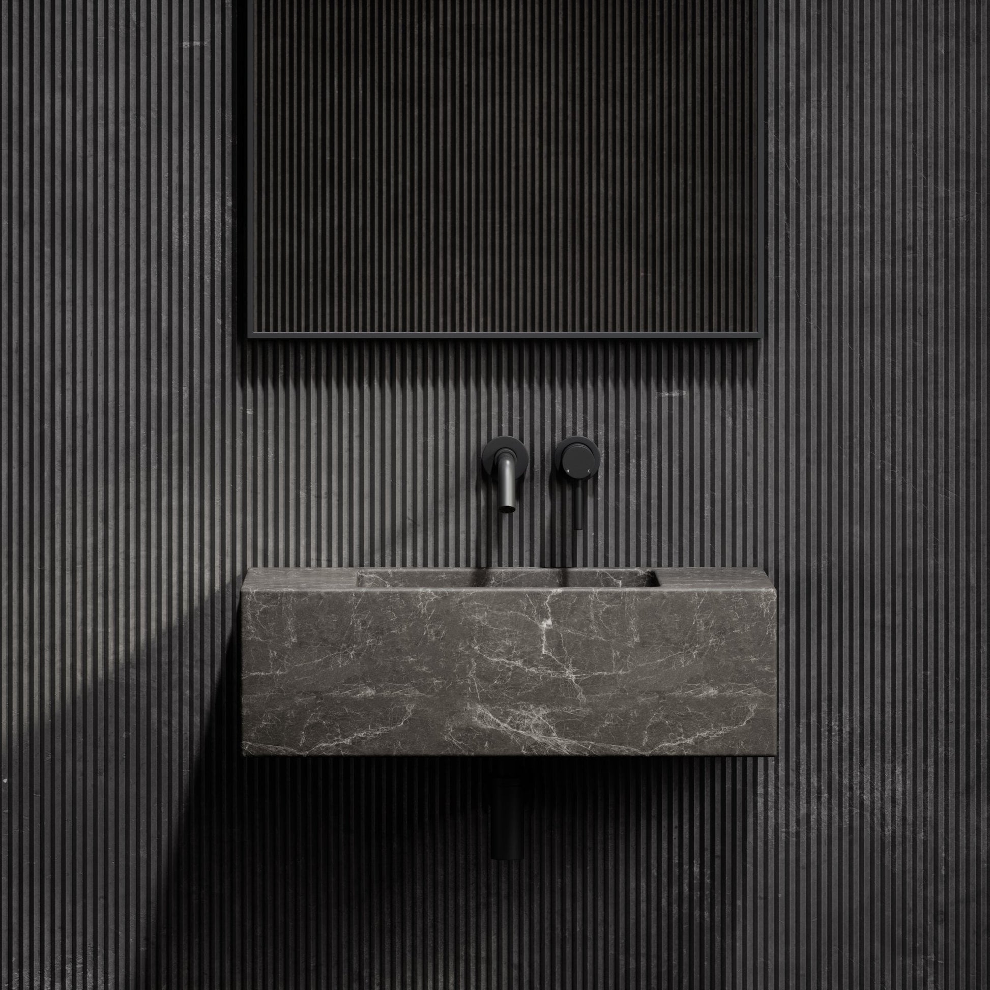 Calla Hermes Grey Marble Wall Hung Basin 700mm