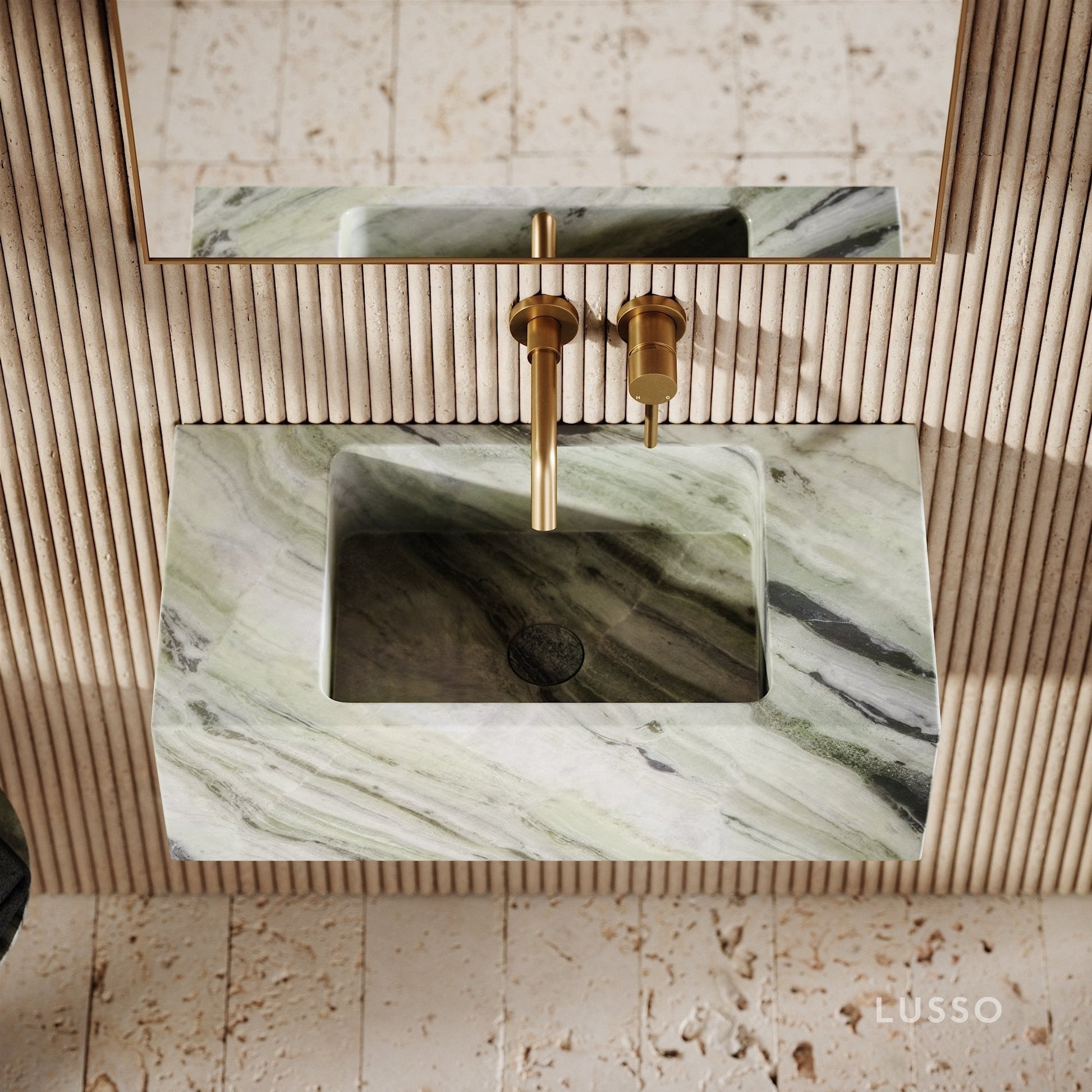 Calla Jade Green Marble Wall Mounted Basin 700mm