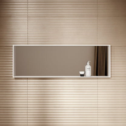 Calvi Matte White Stone Mirror with Shelf 1200mm