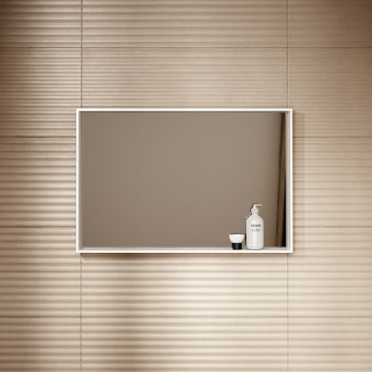 Calvi Matte White Stone Mirror with Shelf 900mm