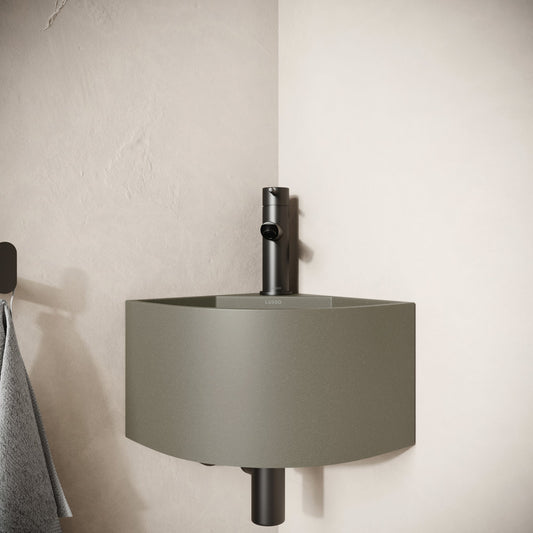 Cantiera Oyster Concrete Wall Hung Corner Basin 300mm