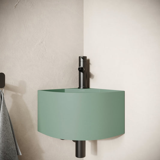 Cantiera Seafoam Concrete Wall Hung Corner Basin 300mm
