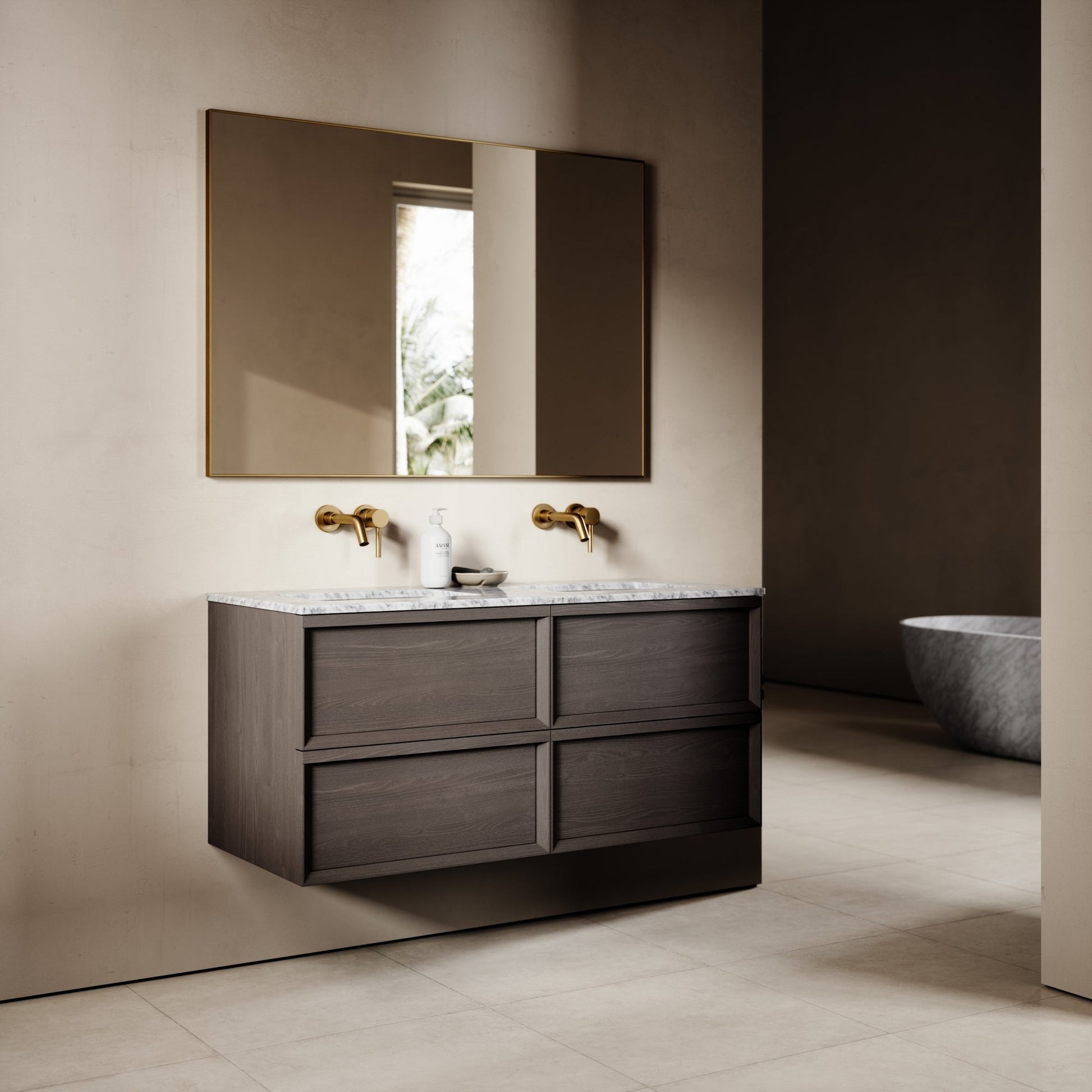 Capri Grey Oak Carrara Marble Vanity Unit 1200mm