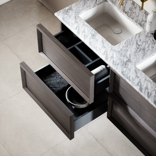 Capri Grey Oak Carrara Marble Vanity Unit 1200mm