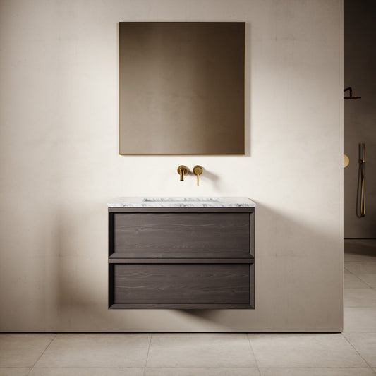 Capri Grey Oak Carrara Marble Vanity Unit 800mm
