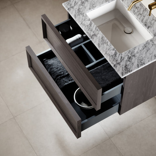 Capri Grey Oak Carrara Marble Vanity Unit 800mm