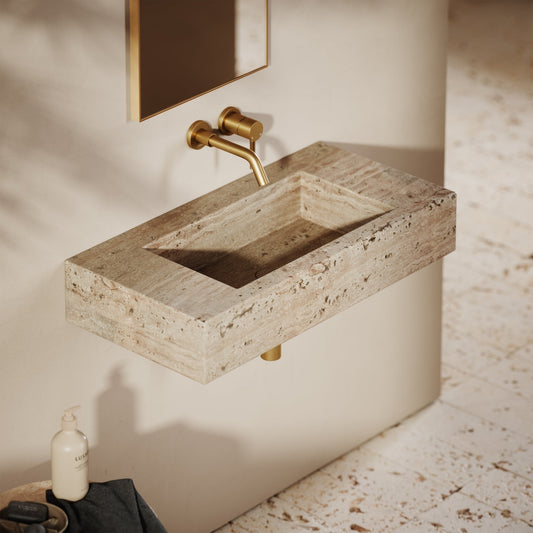 Capri Travertine Stone Wall Mounted Basin 800mm