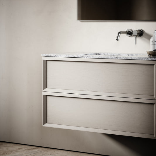 Capri Velvet Beige Carrara Marble Vanity Unit 1000mm