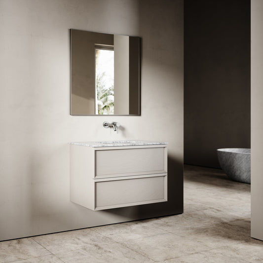 Capri Velvet Beige Carrara Marble Vanity Unit 800mm