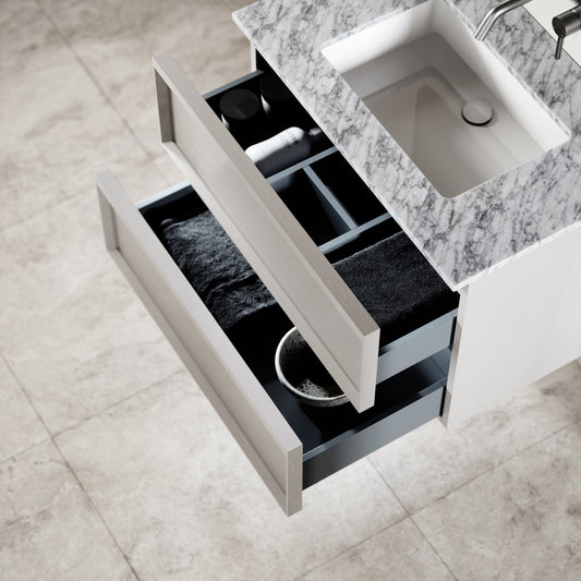 Capri Velvet Beige Carrara Marble Vanity Unit 800mm