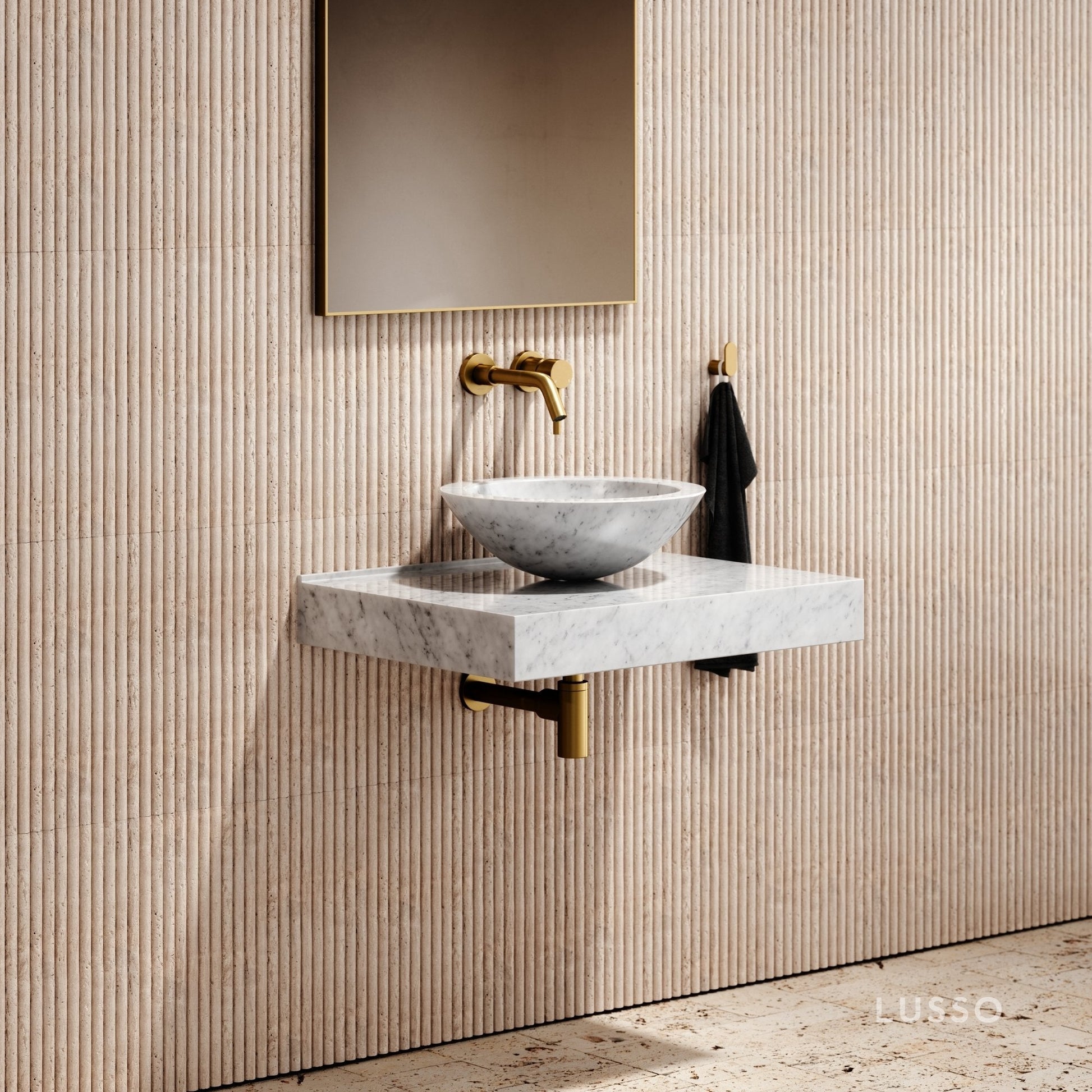 Carrara Marble Countertop Basin Shelf 660mm