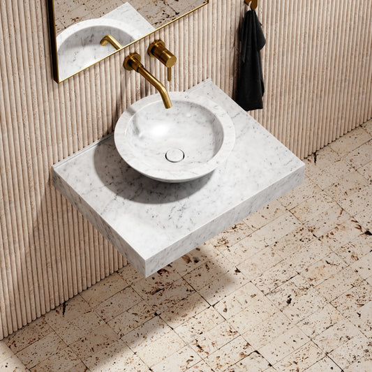 Carrara Marble Countertop Basin Shelf 660mm