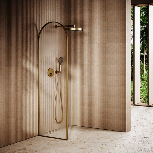 Casa Curved Arch Brushed Gold Shower Screen (All Sizes)