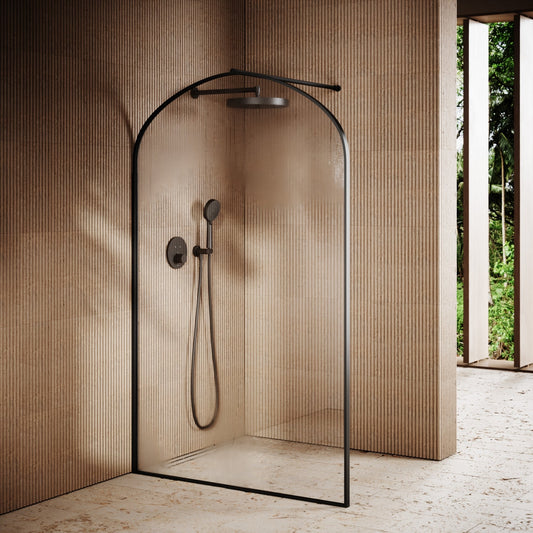 Casa Curved Arch Matte Black Shower Screen (All Sizes)