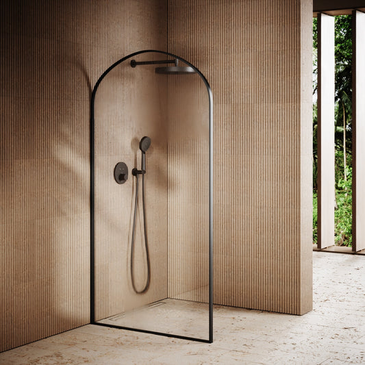 Casa Curved Arch Matte Black Shower Screen (All Sizes)
