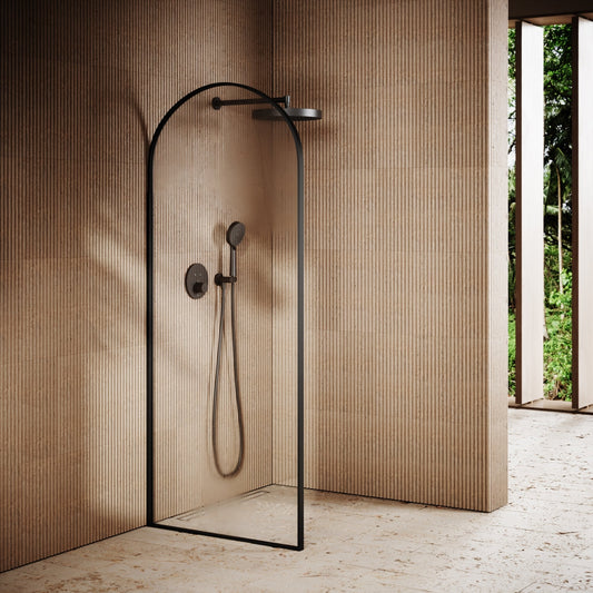 Casa Curved Arch Matte Black Shower Screen (All Sizes)