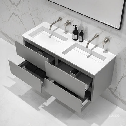 Celare Concrete Grey Double Vanity Unit with Stone Basin 1200mm