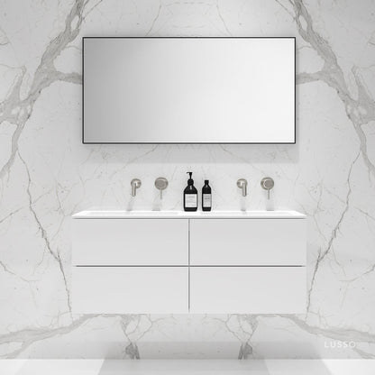 Celare Matte White Double Vanity Unit with Stone Basin 1200mm