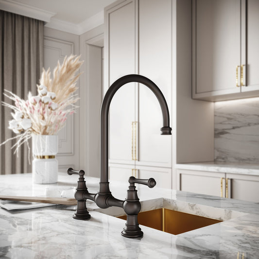 Celeste 2-Hole Traditional Kitchen Tap Deep Bronze