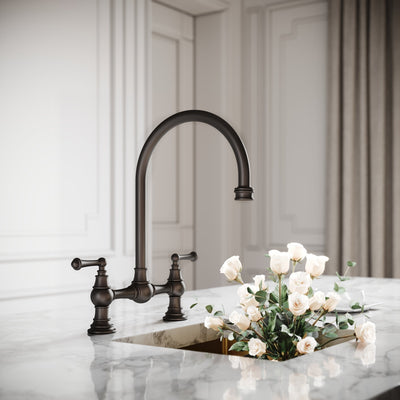 Celeste 2-Hole Traditional Kitchen Tap Deep Bronze