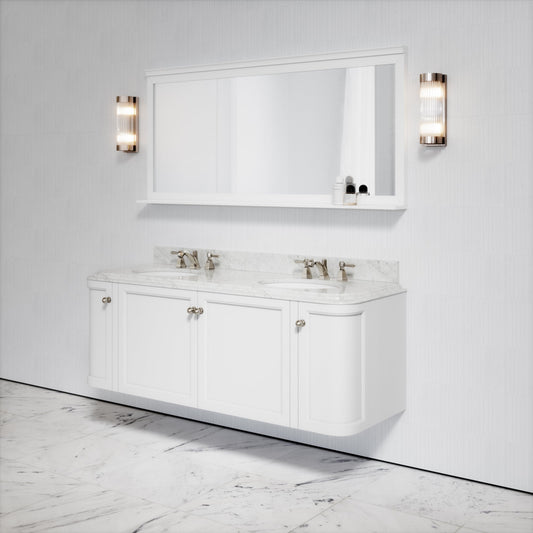 Charsley Carrara Marble Wall Mounted Vanity Unit (Primed White) 1600mm
