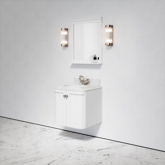 Charsley Carrara Marble Wall Mounted Vanity Unit (Primed White) 600mm