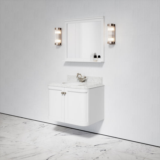 Charsley Carrara Marble Wall Mounted Vanity Unit (Primed White) 800mm