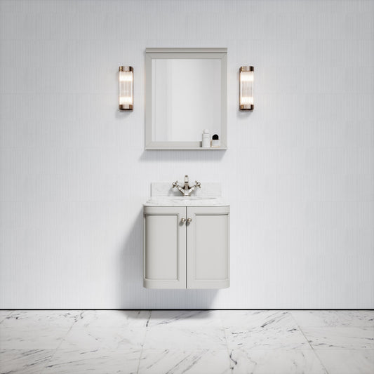 Charsley Matte Stone Carrara Marble Wall Mounted Vanity Unit 600mm