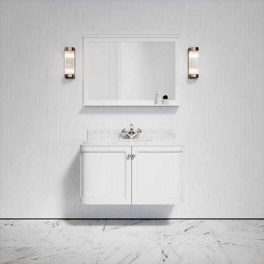 Charsley Matte White Carrara Marble Wall Mounted Vanity Unit 1000mm
