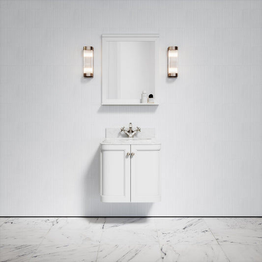 Charsley Matte White Carrara Marble Wall Mounted Vanity Unit 600mm