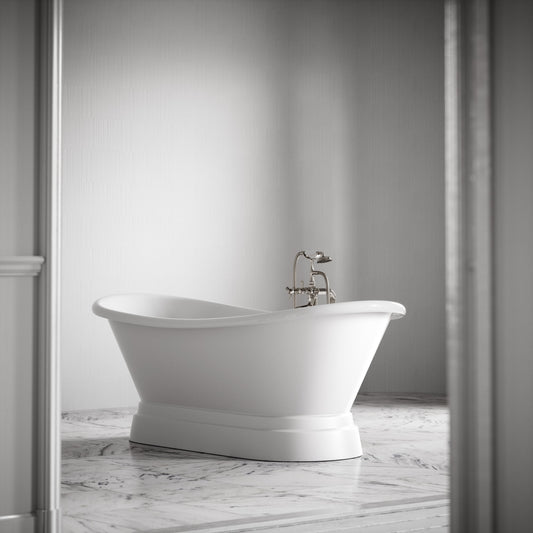 Charsley Matte White Freestanding Roll Top Cast Iron Bath 1500mm