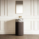 Chic Grey Oak Wood Grain Cylinder Vanity Unit 450mm