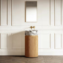 Chic Natural Oak Wood Grain Cylinder Vanity Unit 450mm