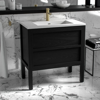 Claridge Black Oak Vanity Unit with Stone Basin 800mm