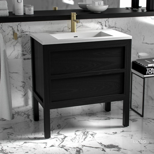 Claridge Black Oak Vanity Unit with Stone Basin 800mm