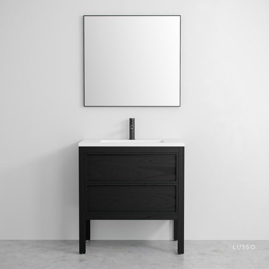 Claridge Black Oak Vanity Unit with Stone Basin 800mm