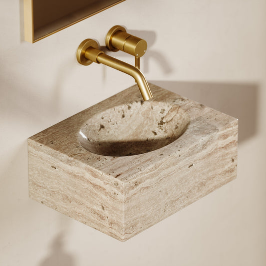 Coco Travertine Stone Wall Mounted Basin 400mm