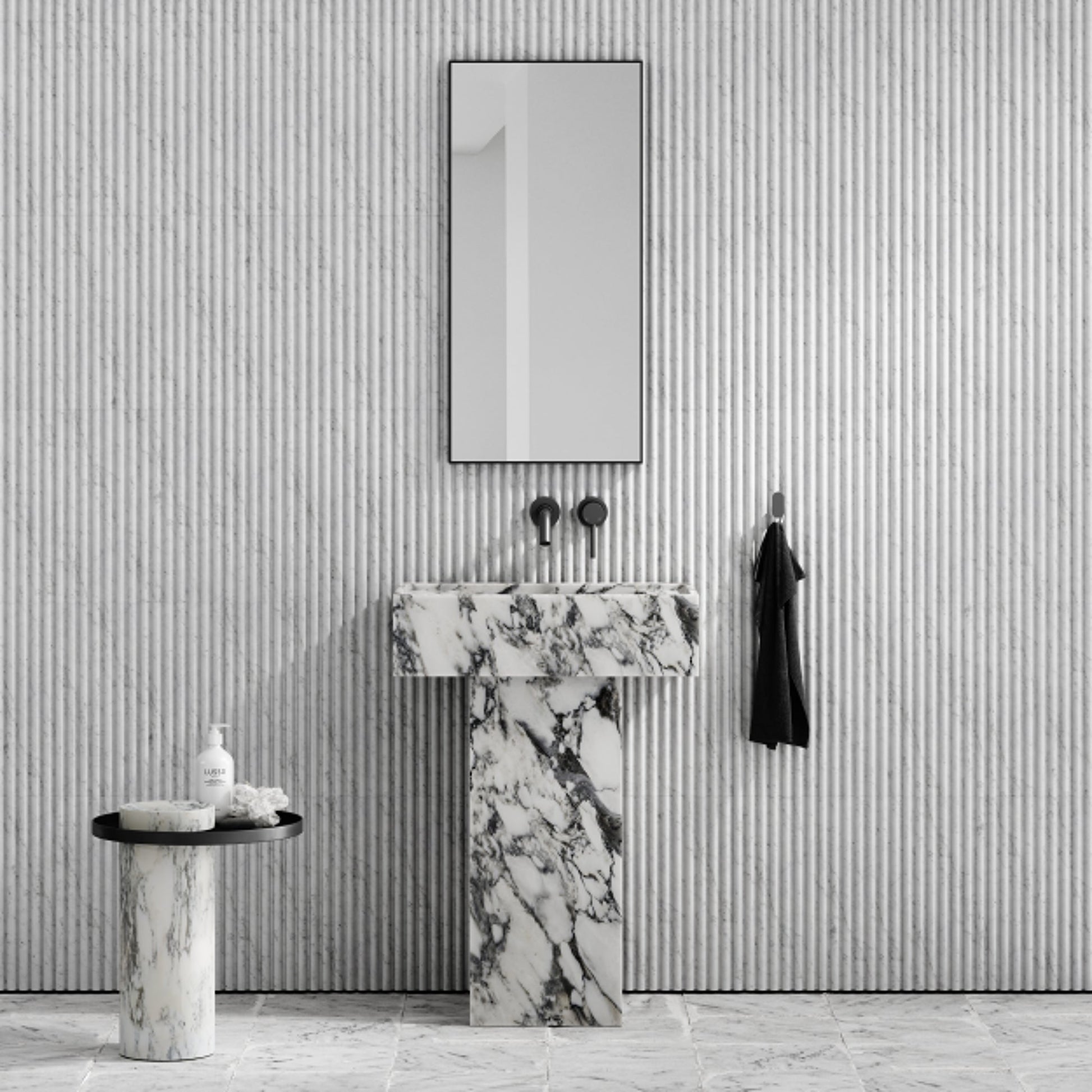 Concerto Arabescato Marble Pedestal Basin 600mm
