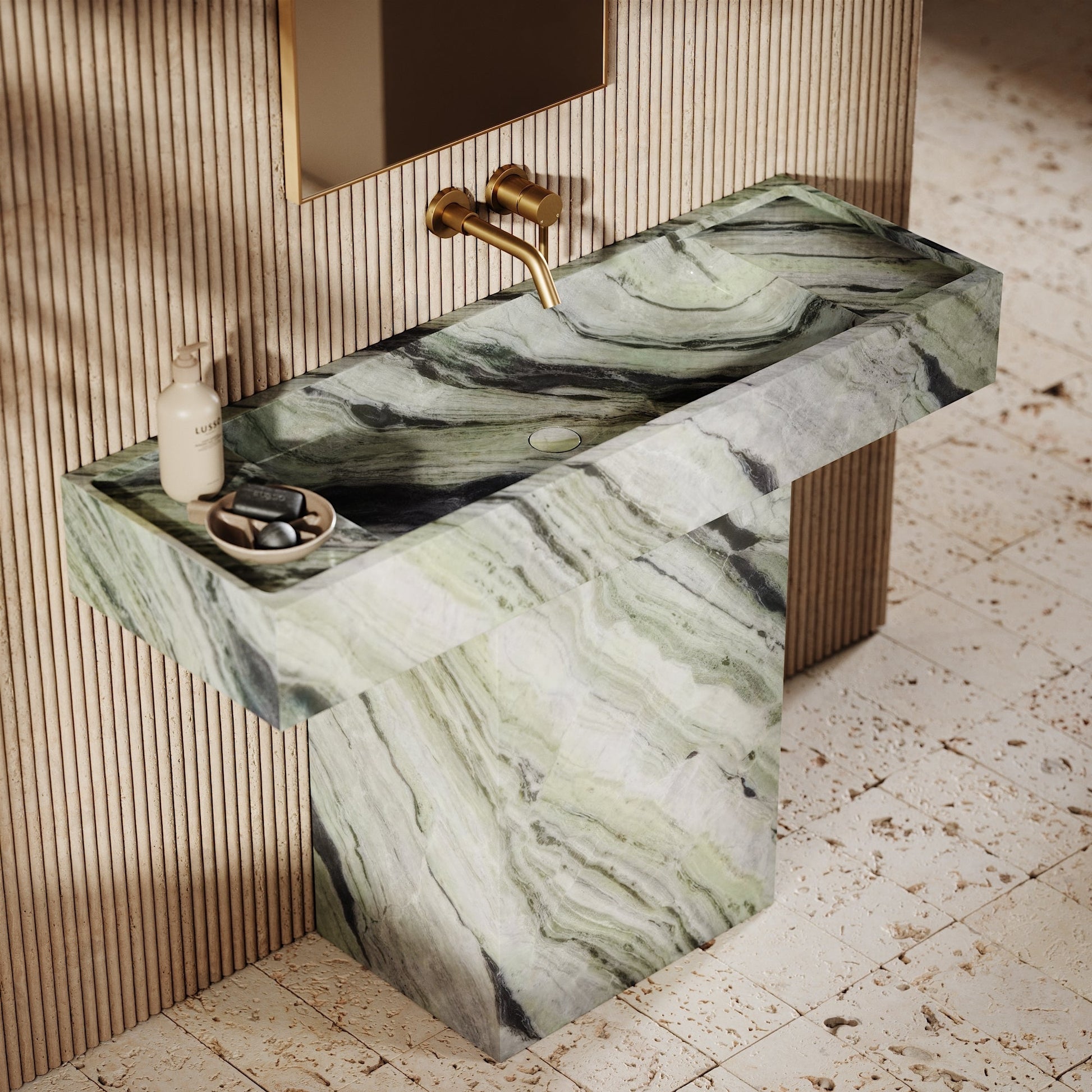 Concerto Jade Green Marble Pedestal Basin 1200mm