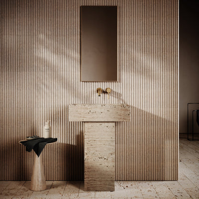 Concerto Travertine Stone Pedestal Basin 600mm
