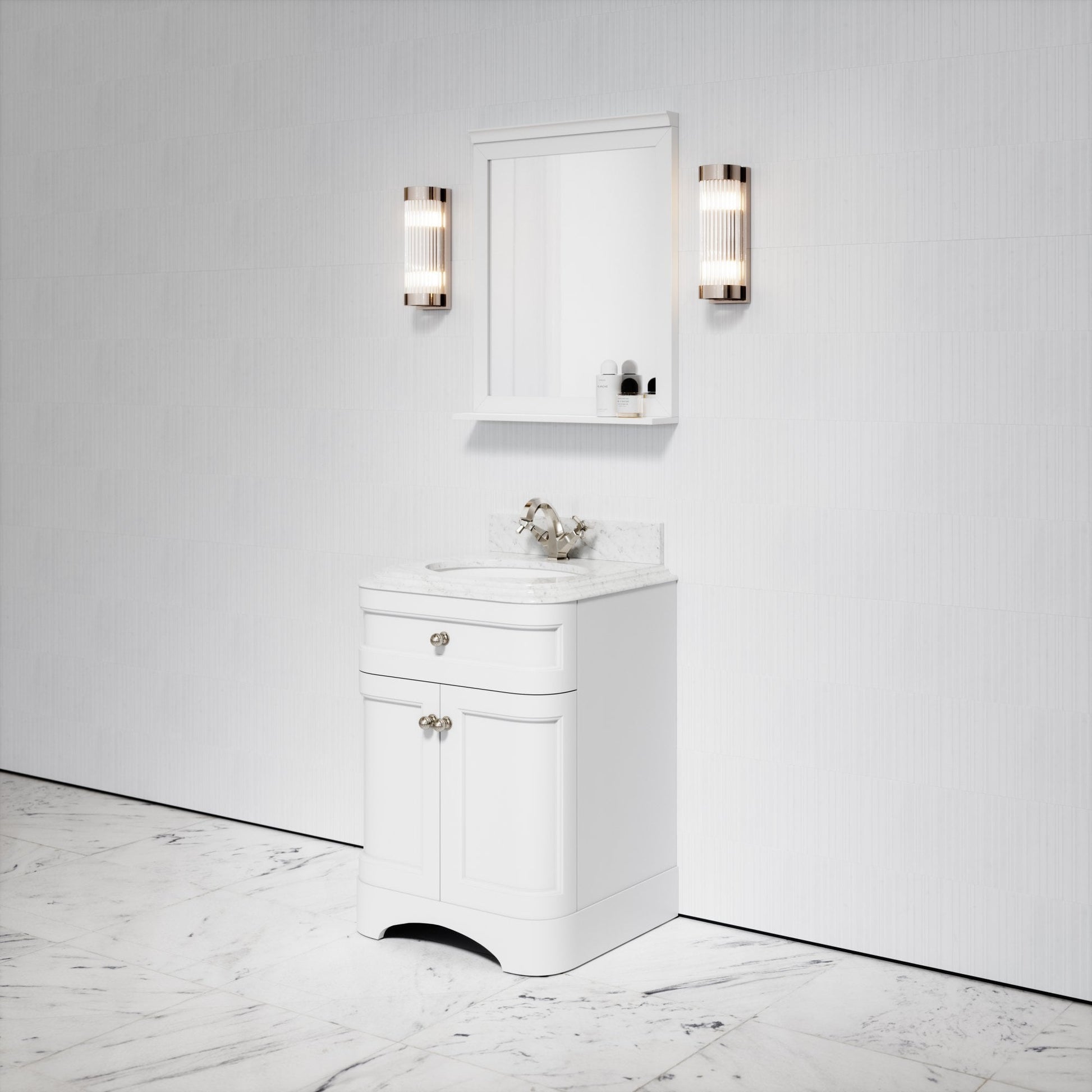 Connaught Carrara Marble Floorstanding Vanity Unit (Primed White) 600mm