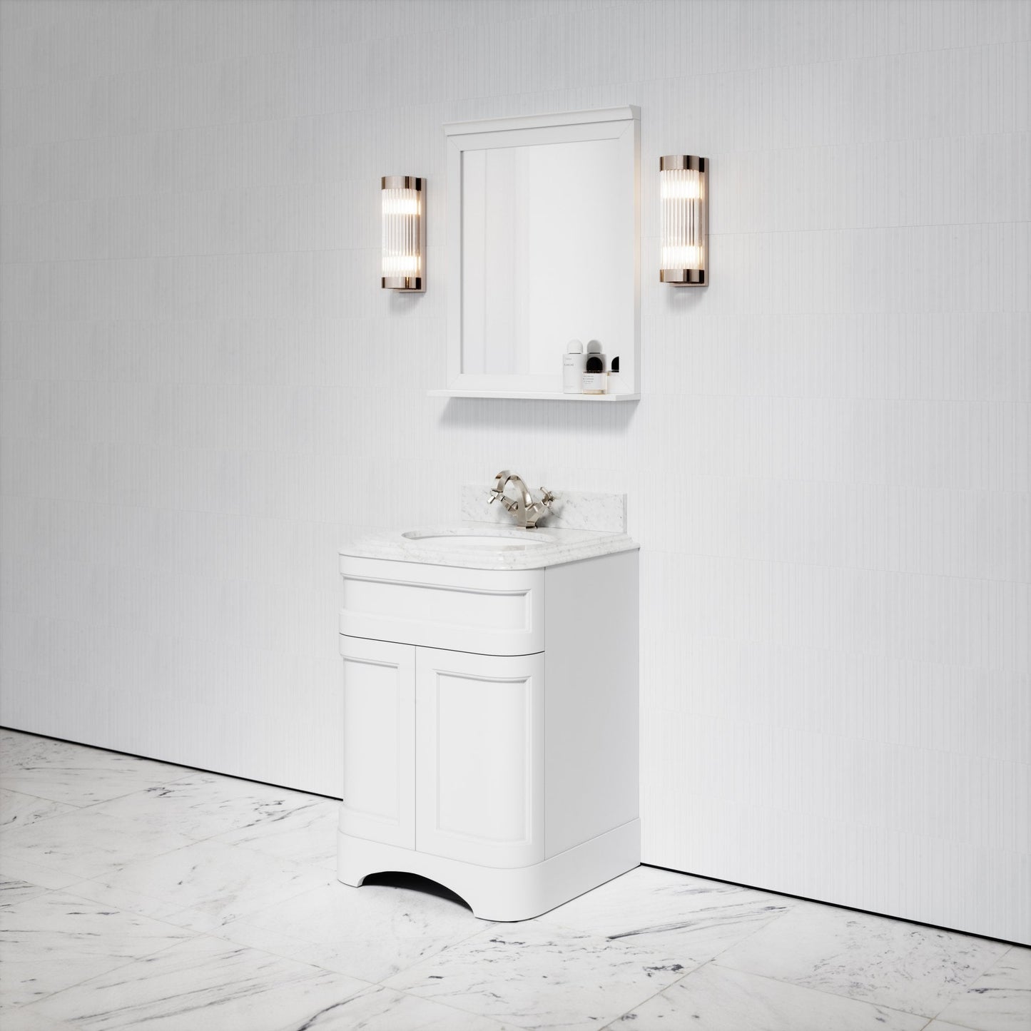 Connaught Carrara Marble Floorstanding Vanity Unit (Primed White) 600mm