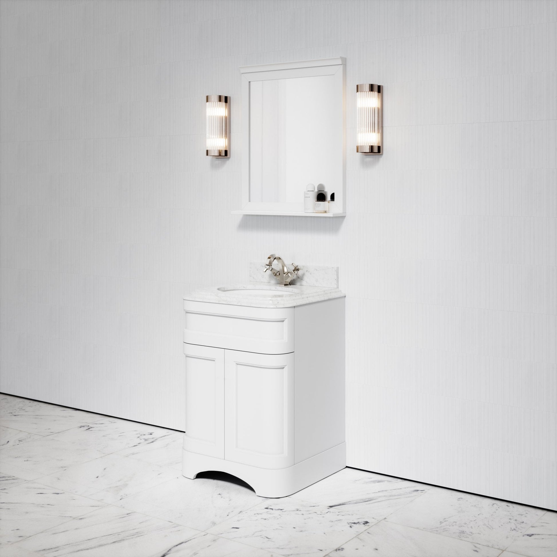 Connaught Carrara Marble Floorstanding Vanity Unit (Primed White) 600mm