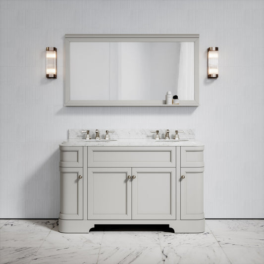 Connaught Matte Stone Carrara Marble Floorstanding Vanity Unit 1400mm