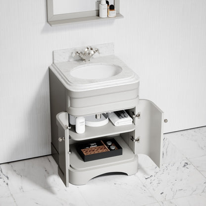 Connaught Matte Stone Carrara Marble Floorstanding Vanity Unit 600mm