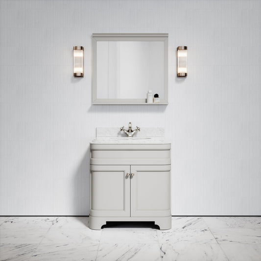 Connaught Matte Stone Carrara Marble Floorstanding Vanity Unit 800mm