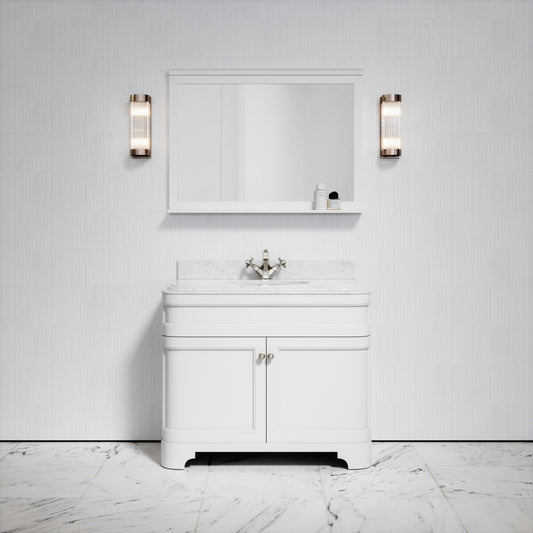 Connaught Matte White Carrara Marble Floorstanding Vanity Unit 1000mm