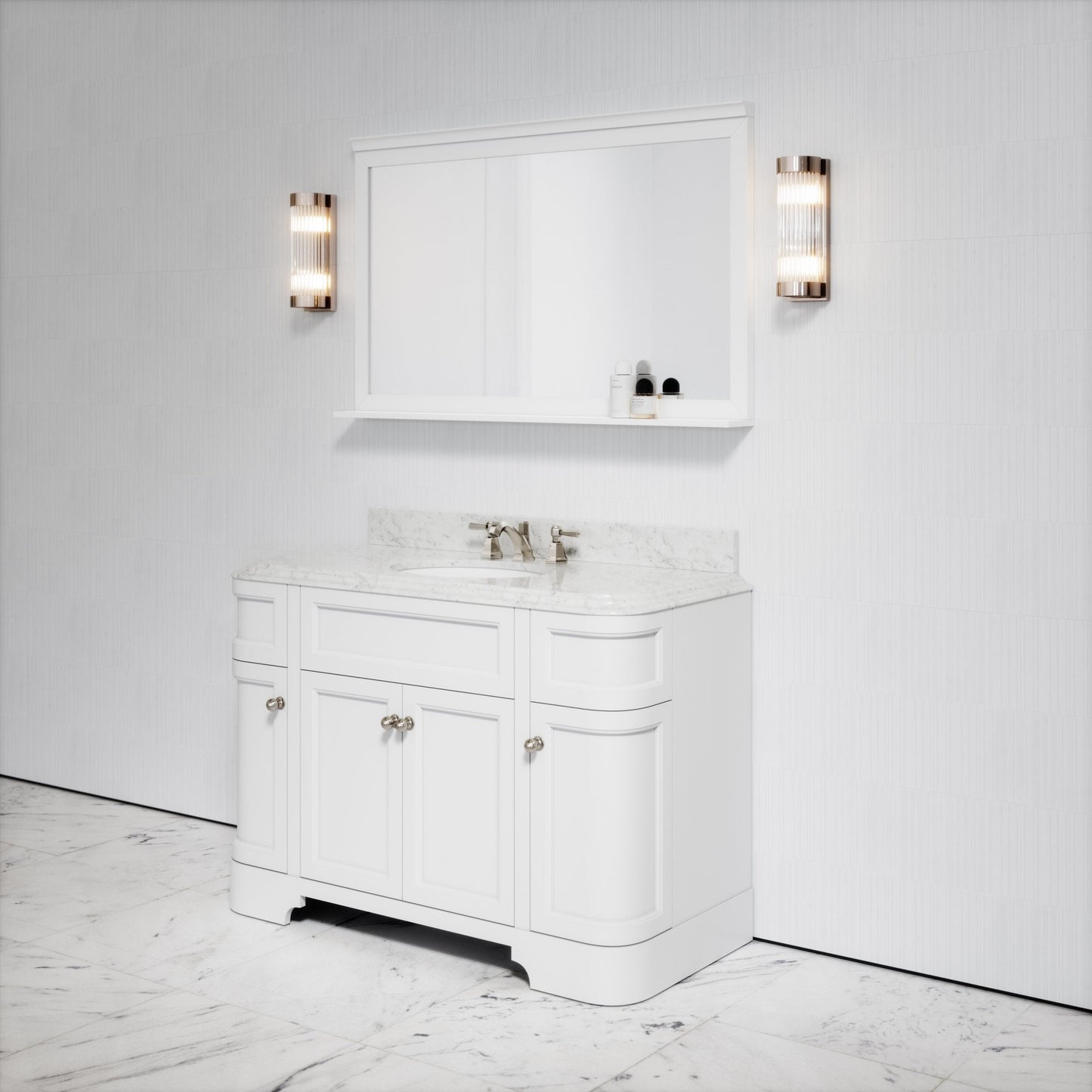 Connaught Matte White Carrara Marble Floorstanding Vanity Unit 1200mm